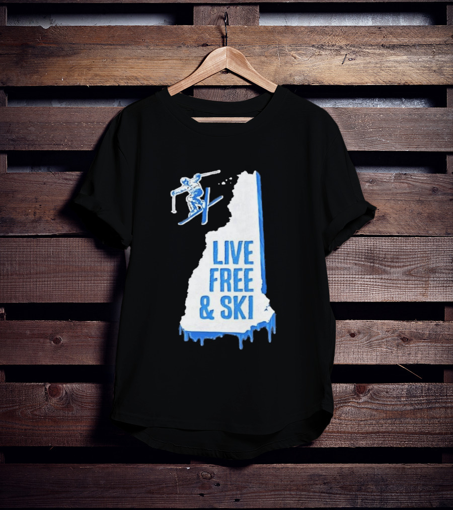 New Hampshire Live Free & Ski Winter Adventure Skiing T-Shirt