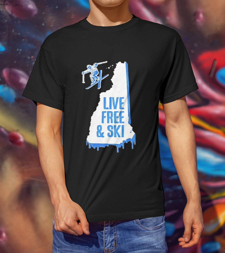 New Hampshire Live Free & Ski Winter Adventure Skiing T-Shirt