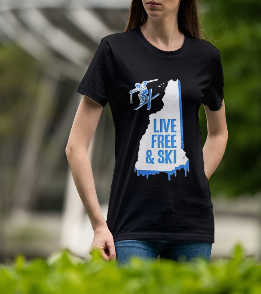 New Hampshire Live Free & Ski Winter Adventure Skiing T-Shirt