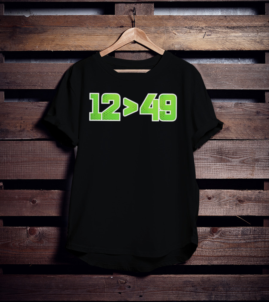 Seattle 12 Greater Than 49 Neon Green Football Fan Gear T-Shirt