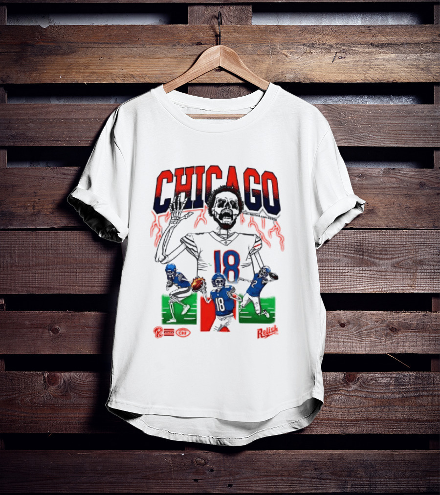 Chicago Football Skeleton Number 18 Claw Action T-Shirt