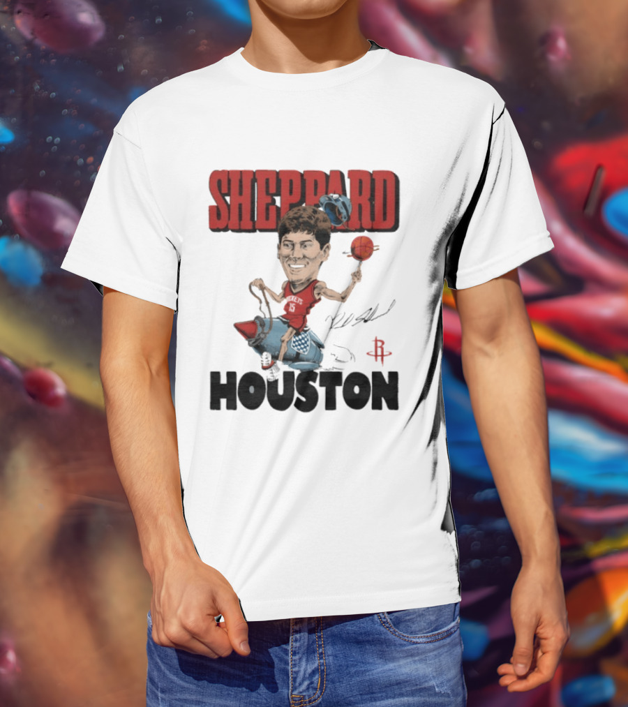 Houston Rockets Sheppard Cartoon Character Rocket T-Shirt