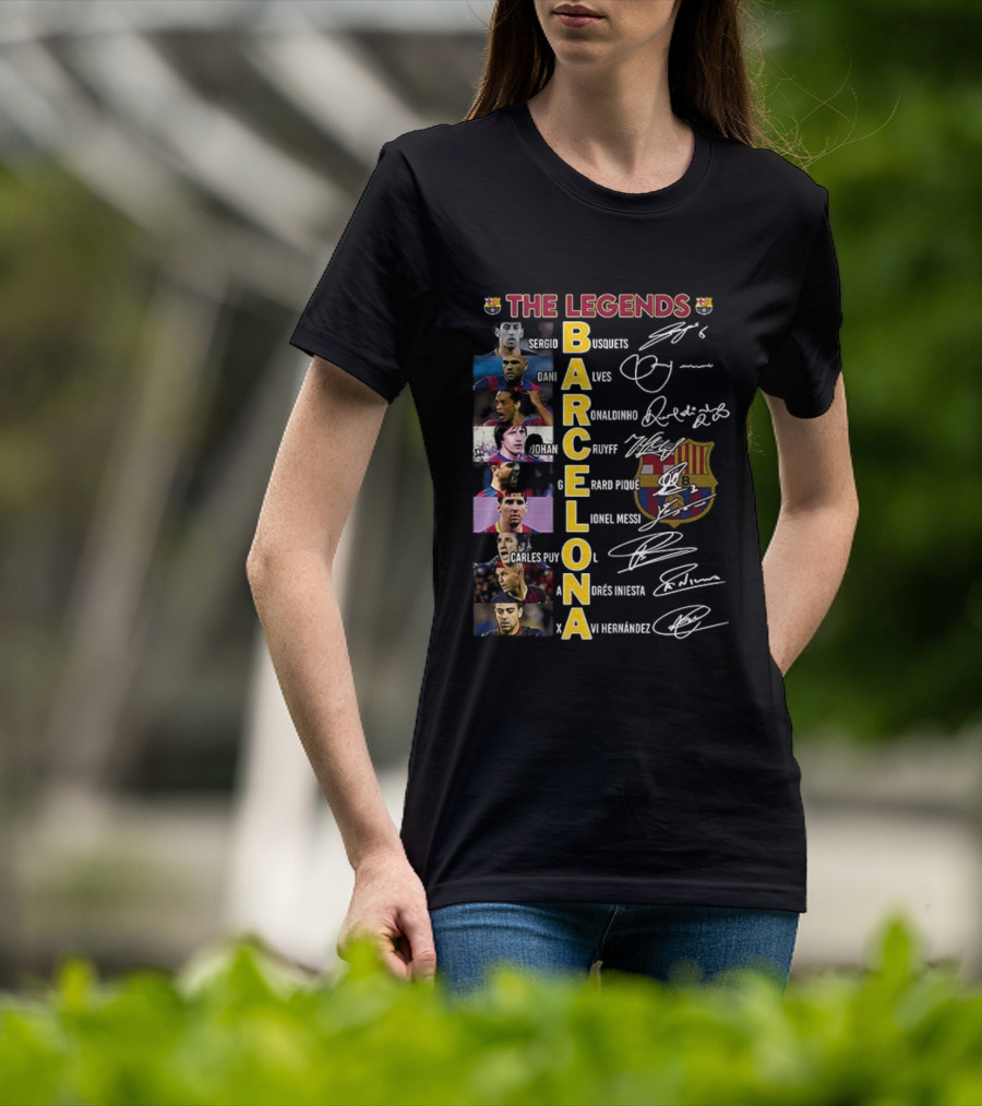 The Legends Barcelona Ronaldinho Sony Anderson Lionel Messi Xavi Hernandez David Villa Sergio Busquets T-Shirt