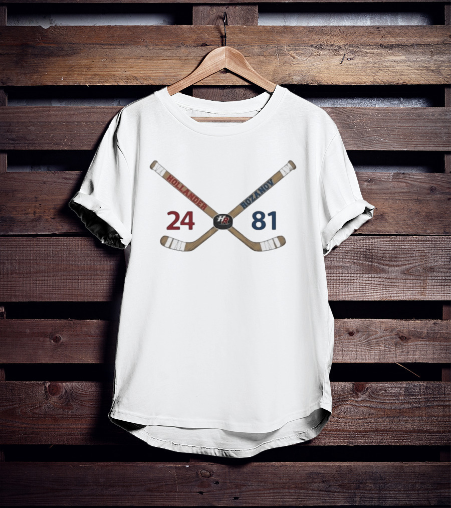 Hollander Rozanov Crossed Hockey Sticks 24 Vs 81 Sports Rivalry T-Shirt