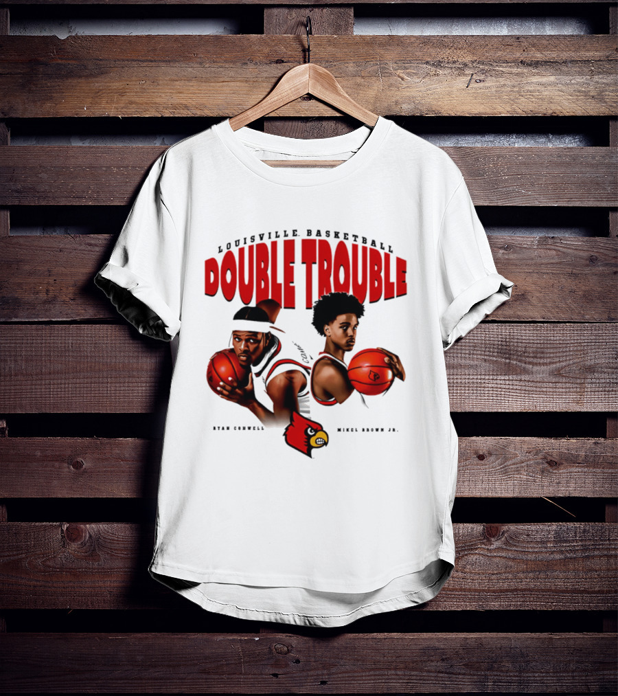 L Louisville Basketball Double Trouble Ryan Conwell Mikel Brown Jr T-Shirt