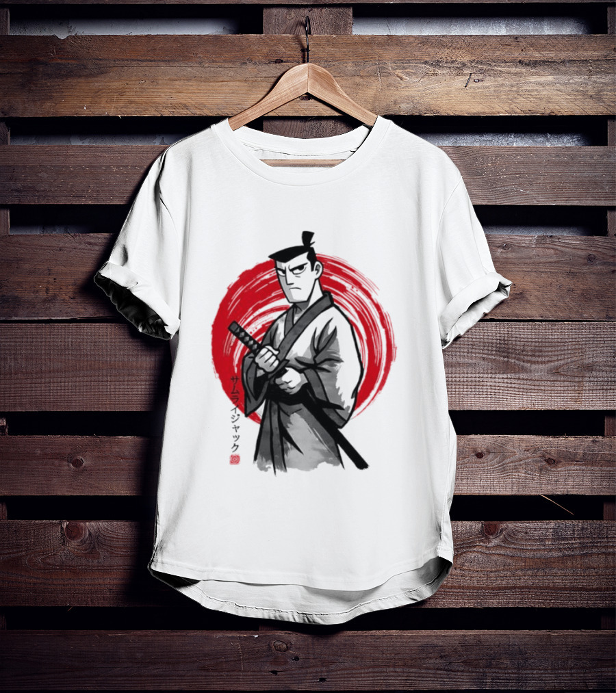 Samurai Jack Sumi E Art Red Circle Japanese Kanji T-Shirt