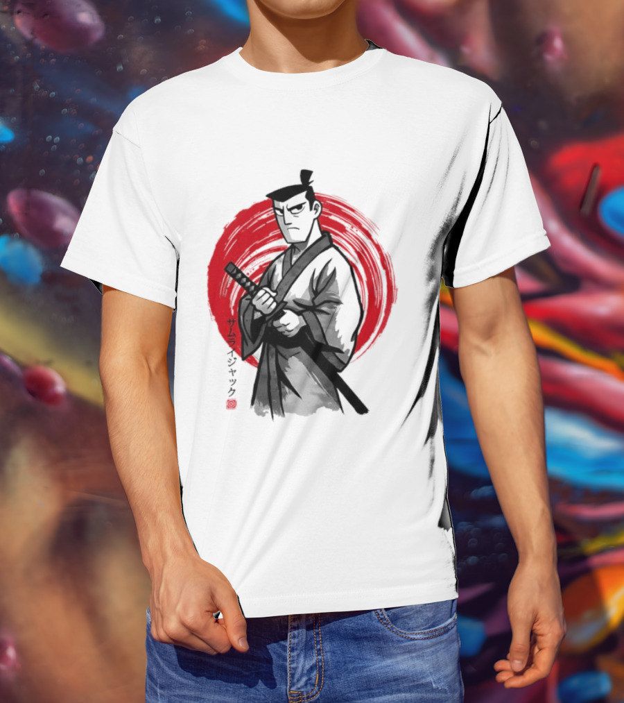Samurai Jack Sumi E Art Red Circle Japanese Kanji T-Shirt