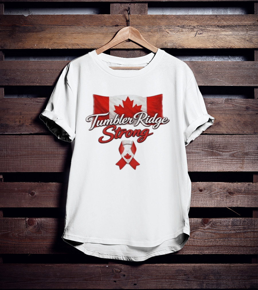 Tumbler Ridge Strong Canada Maple Leaf Ribbon T-Shirt