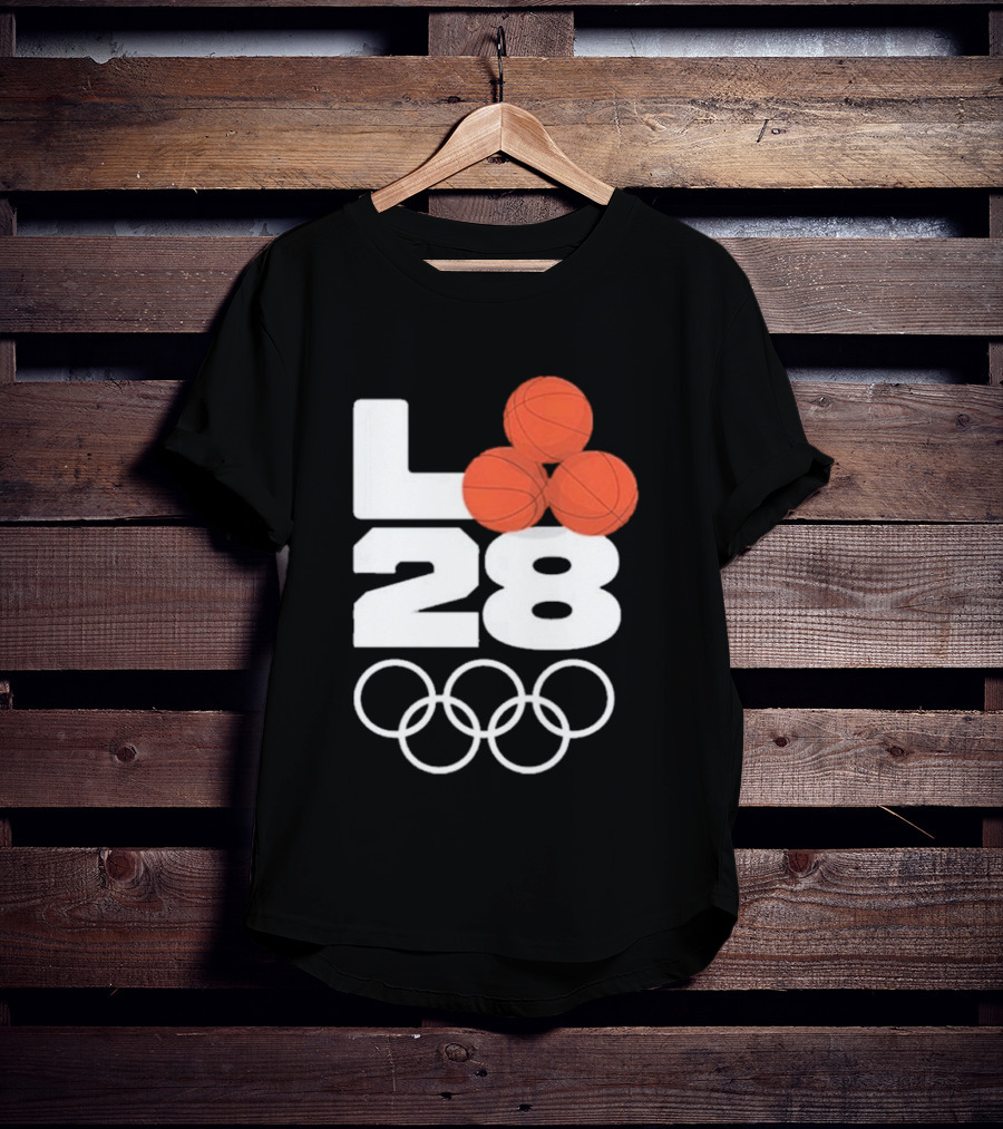 LA28 Basketball Olympic Rings NBA All Star Mitchell Ness Los Angeles T-Shirt