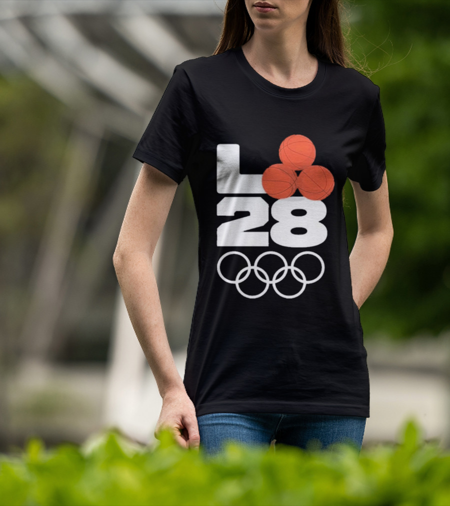 LA28 Basketball Olympic Rings NBA All Star Mitchell Ness Los Angeles T-Shirt