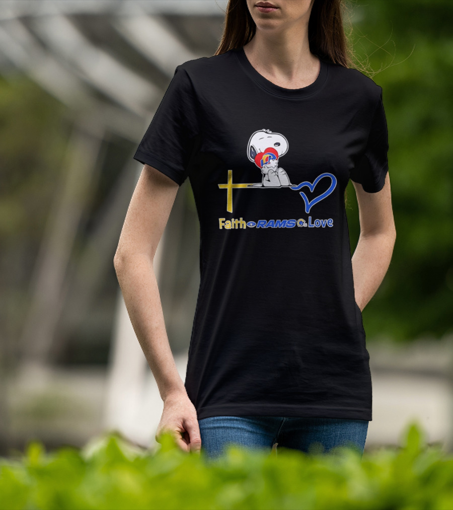 Faith Rams Love Snoopy Peanuts Los Angeles T-Shirt