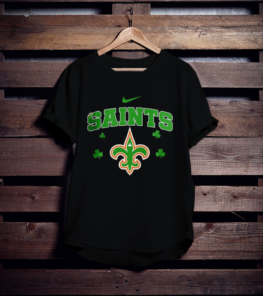 New Orleans Saints Irish Woman Soul Of A Witch Nike Green Shamrock Fleur De Lis T-Shirt