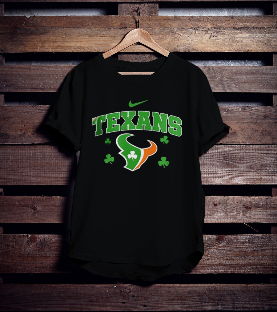 Houston Texans Irish Clover St. Patrick's Green Nike Fan Gear T-Shirt