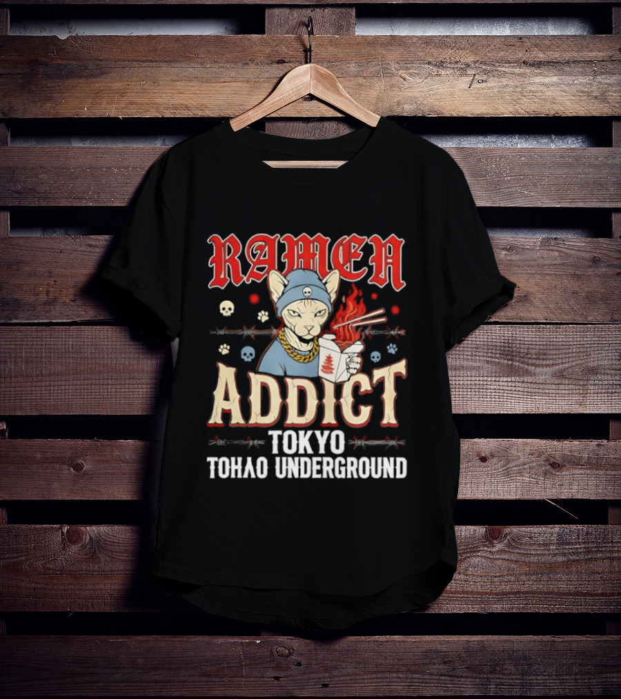 Ramen Addict Tokyo Underground Anime Style Eating Noodles Japan Culture T-Shirt