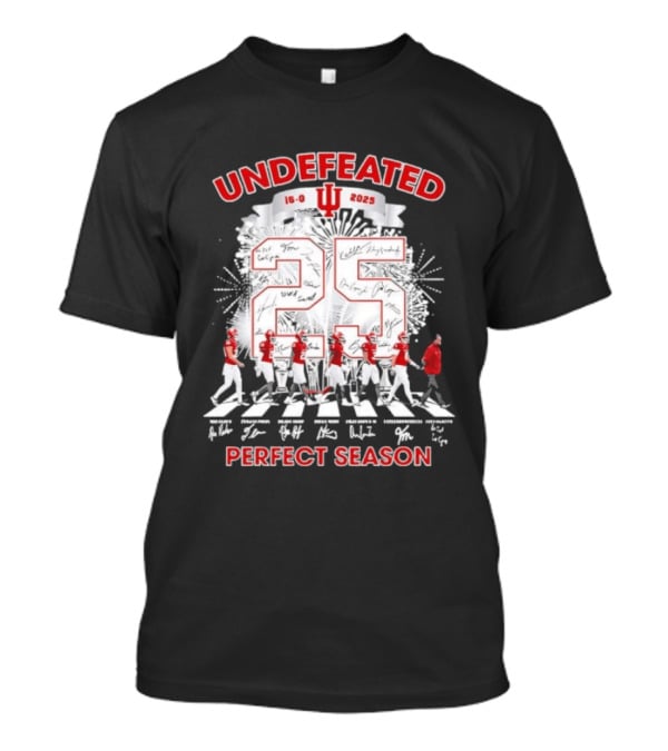 Undefeated Indiana Hoosiers 16 0 Perfect Season 2025 Abbey Road Signatures T-Shirt