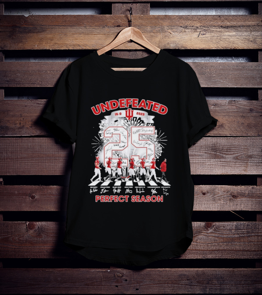Undefeated Indiana Hoosiers 16 0 Perfect Season 2025 Abbey Road Signatures T-Shirt