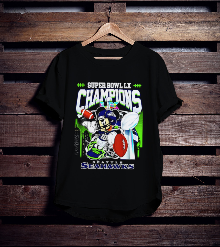 Super Bowl XLVIII Champions Mickey Mouse Seattle Seahawks T-Shirt