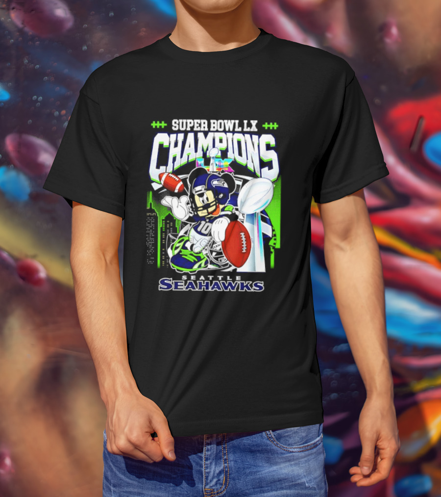 Super Bowl XLVIII Champions Mickey Mouse Seattle Seahawks T-Shirt