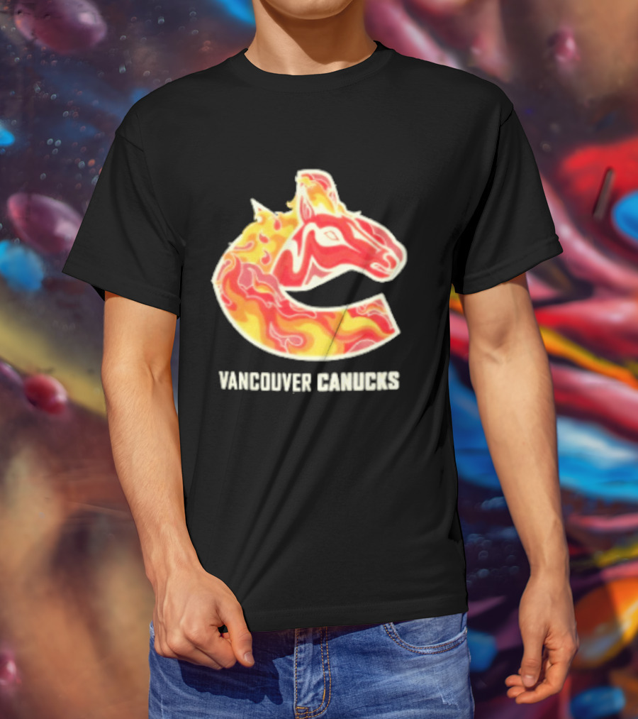 Vancouver Canucks Lunar New Year 2026 Horse Flaming T-Shirt