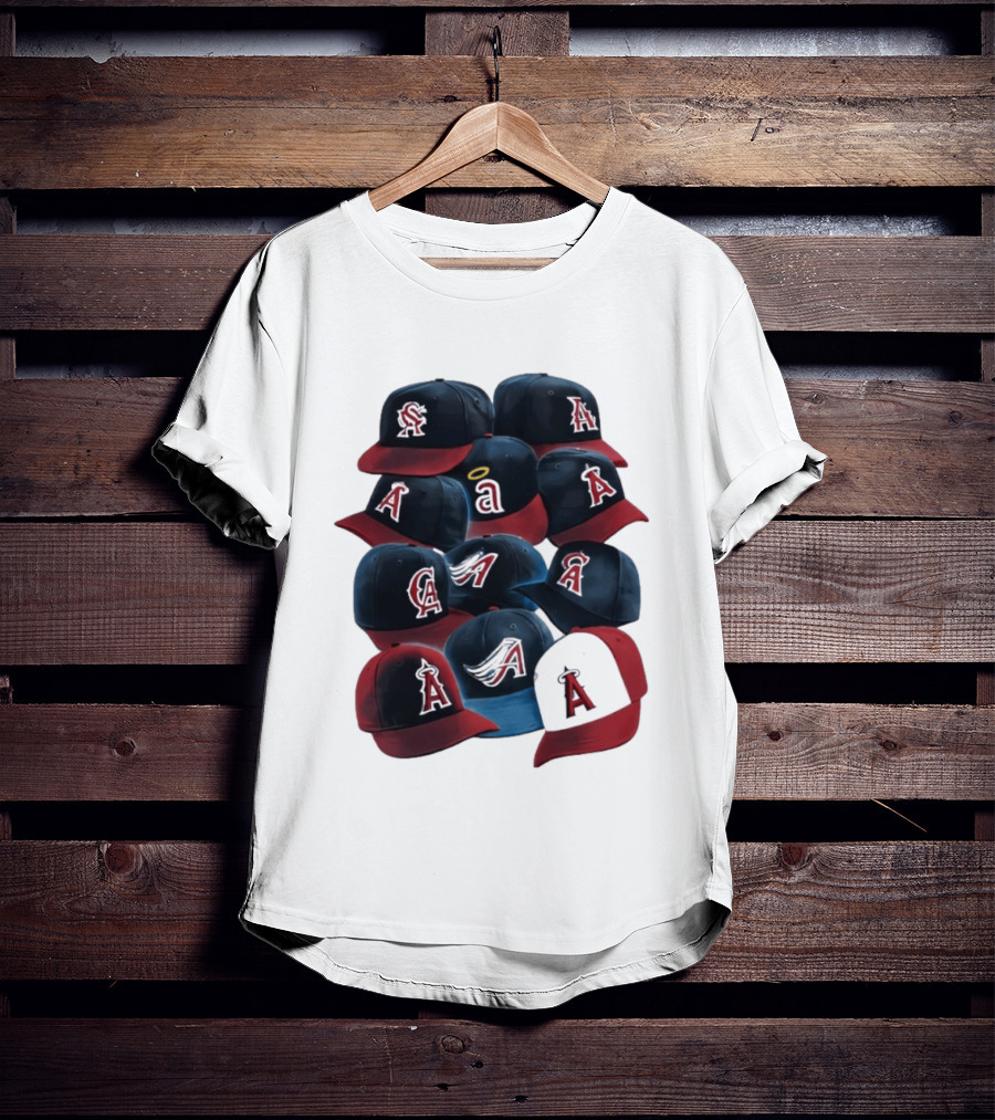 Stacked A Cap Collection With Angelic Halo And Stylized Wings T-Shirt
