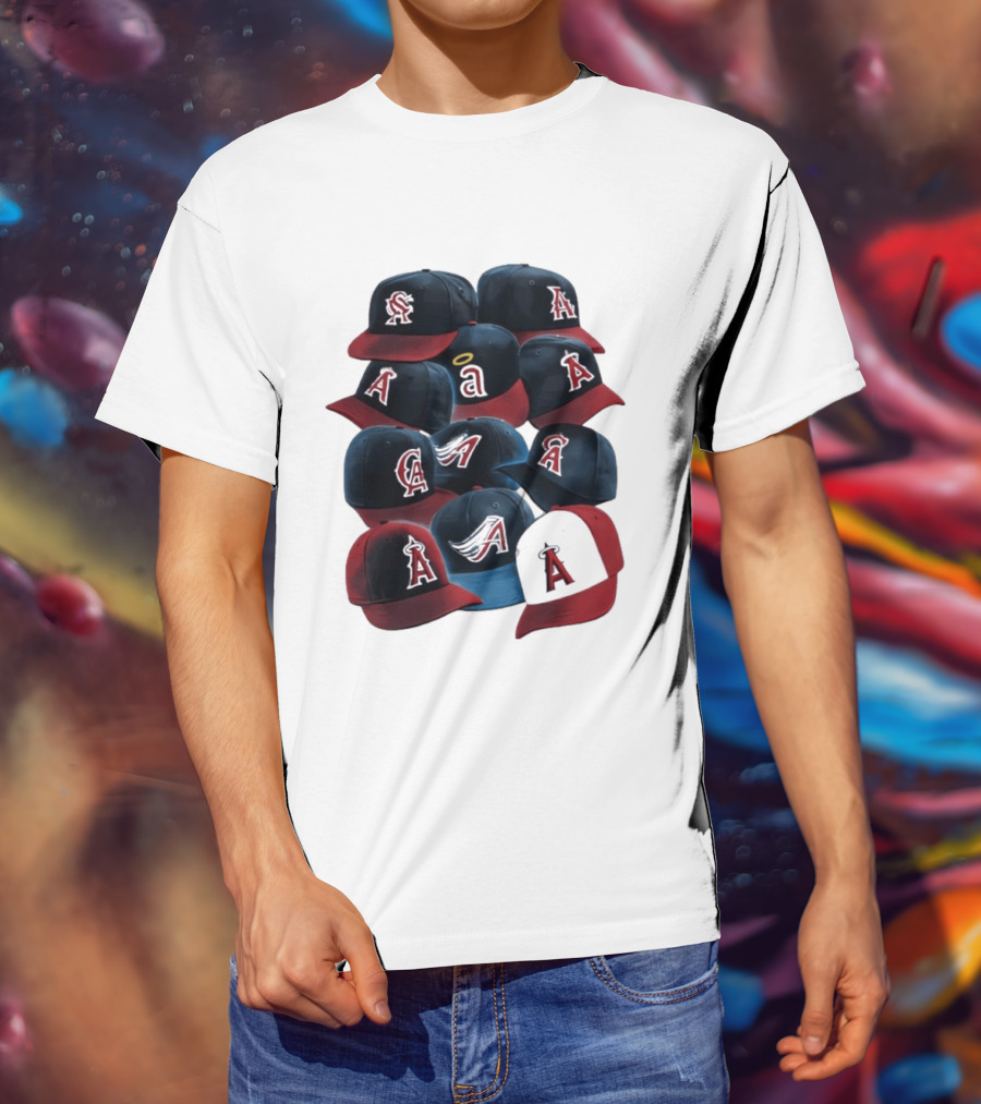 Stacked A Cap Collection With Angelic Halo And Stylized Wings T-Shirt