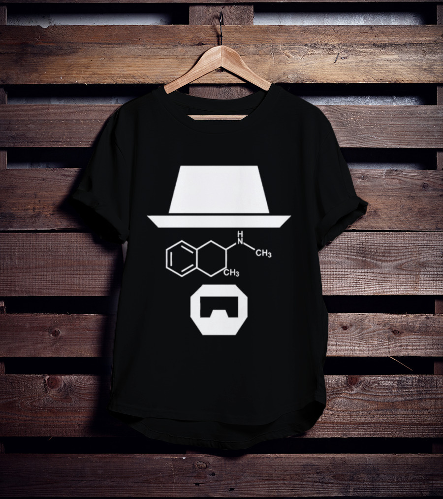 Heisenberg Hat And Methamphetamine Molecule Chemistry Breaking Bad T-Shirt