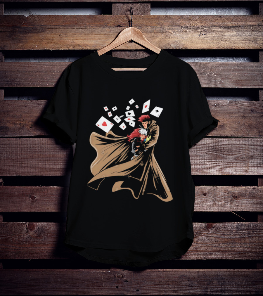 Mutant Love Rogue And Gambit Playing Cards Embrace T-Shirt