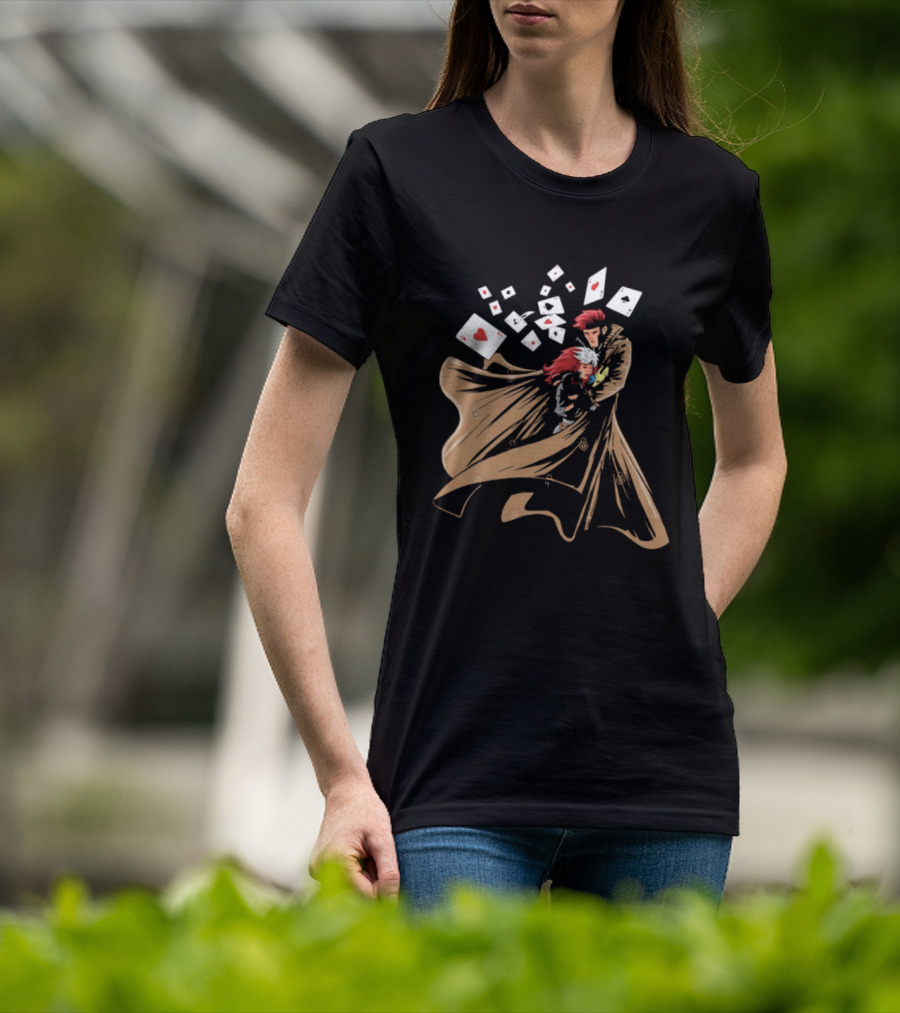 Mutant Love Rogue And Gambit Playing Cards Embrace T-Shirt