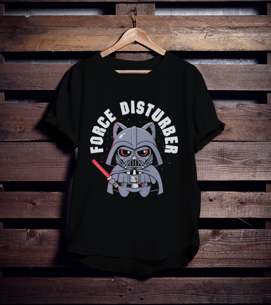 Force Disturber Cat In Darth Vader Costume With Lightsaber T-Shirt
