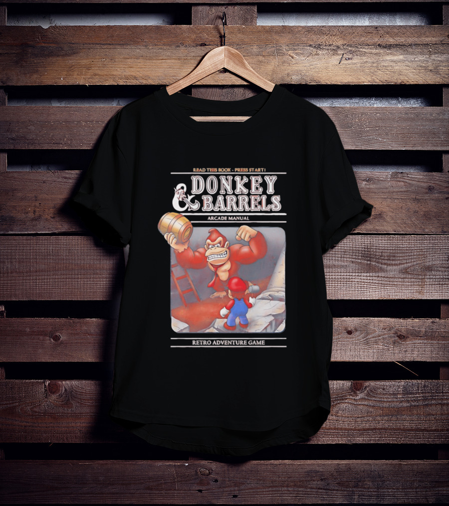 Read This Book Press Start Donkey And Barrels Arcade Manual Classic Video Game T-Shirt