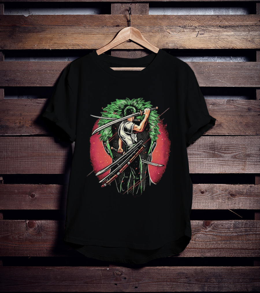 Roronoa Zoro One Piece Green Haired Swordsman Epic Battle Stance T-Shirt