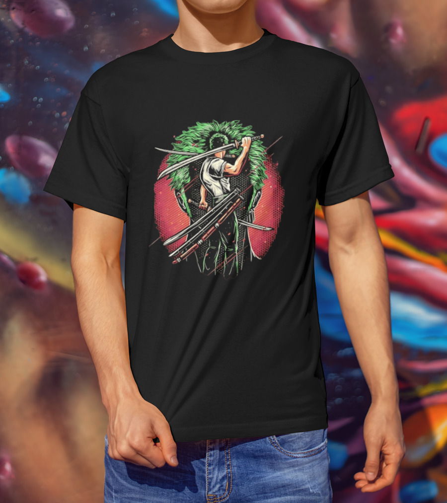 Roronoa Zoro One Piece Green Haired Swordsman Epic Battle Stance T-Shirt