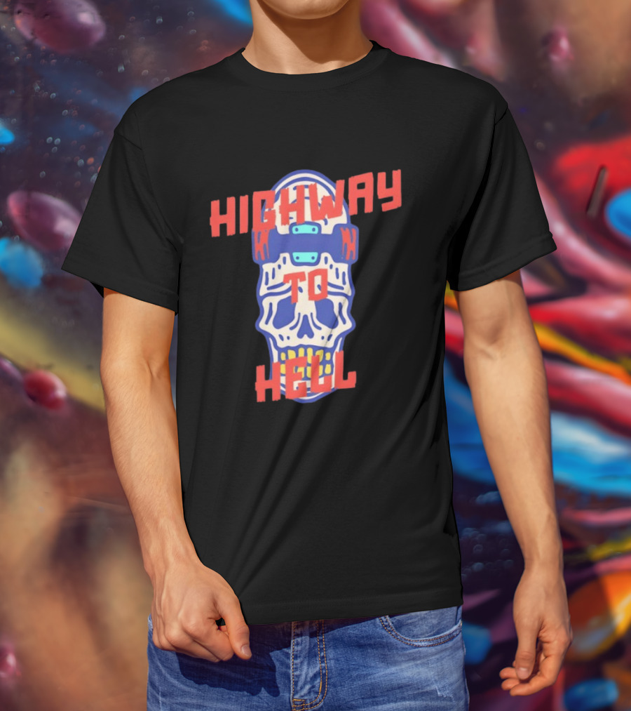 Skeleton Highway To Hell Skateboard Skull T-Shirt