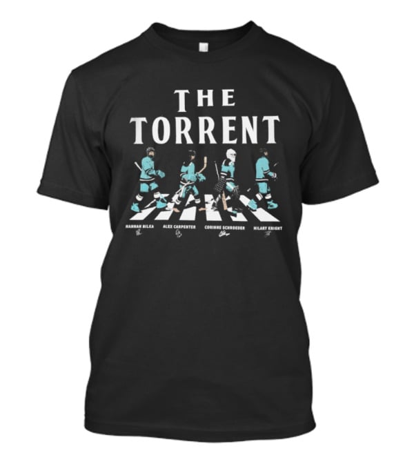The Seattle Torrent Hannah Bilka Alex Carpenter Corinne Schroeder Hilary Knight Abbey Road Hockey Signatures T-Shirt
