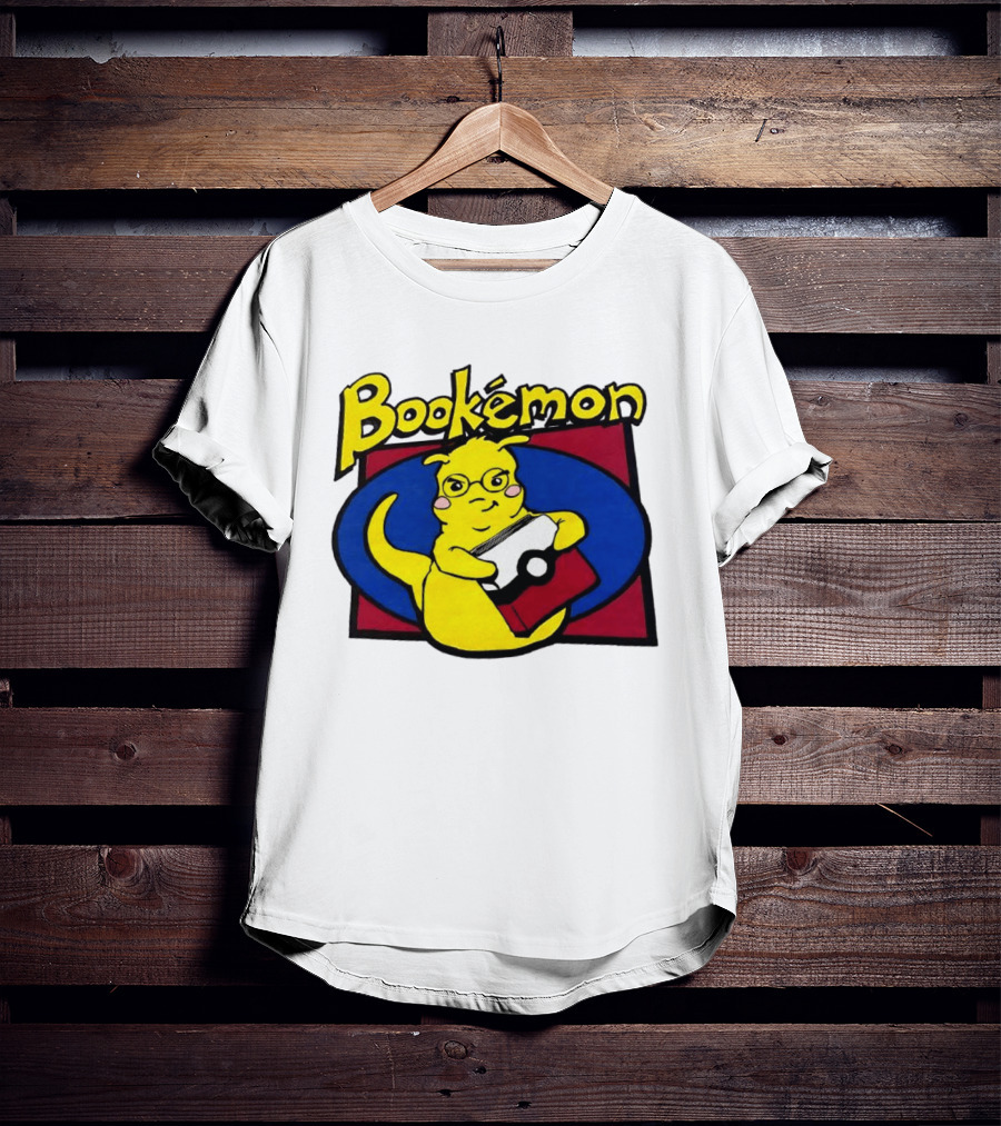 Bookemon Pikachu With Book And Pokeball T-Shirt