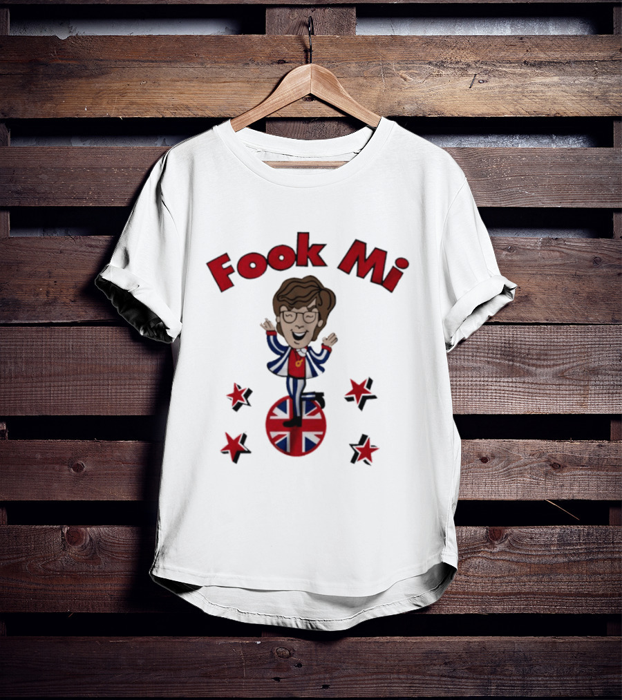 Fook Mi Austin Powers British Flag Character With Red Stars T-Shirt