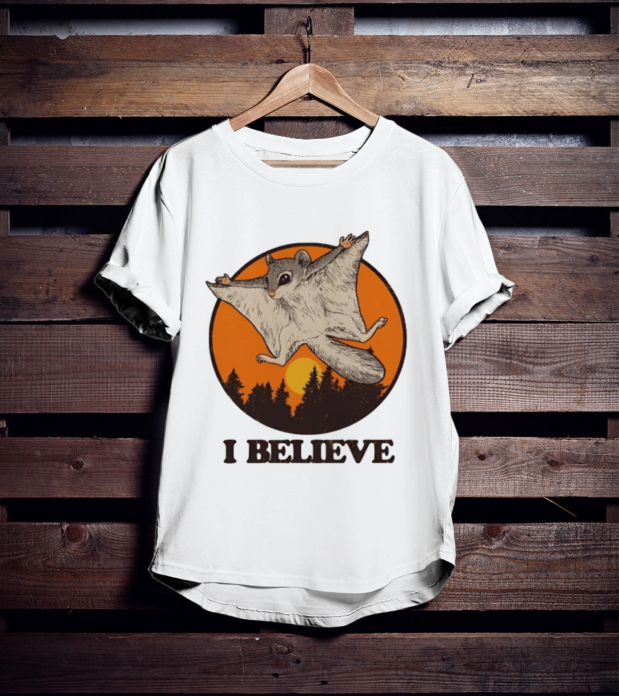 I Believe Flying Squirrel Sunset T-Shirt