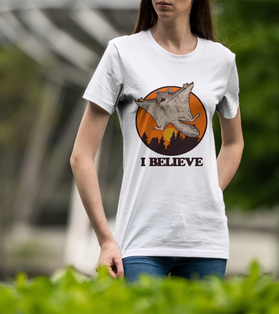 I Believe Flying Squirrel Sunset T-Shirt