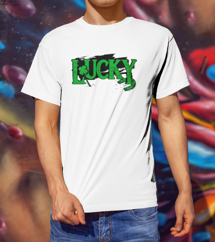 Lucky Green Horseshoe And Shamrock St. Patrick's Day T-Shirt