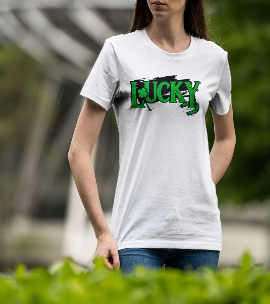 Lucky Green Horseshoe And Shamrock St. Patrick's Day T-Shirt