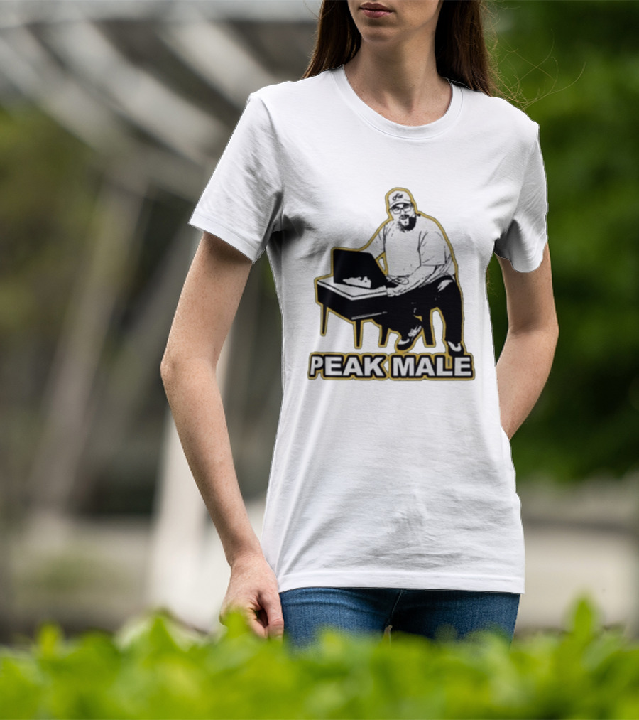 PEAK MALE Bearded Man Sitting At Desk Sketch T-Shirt