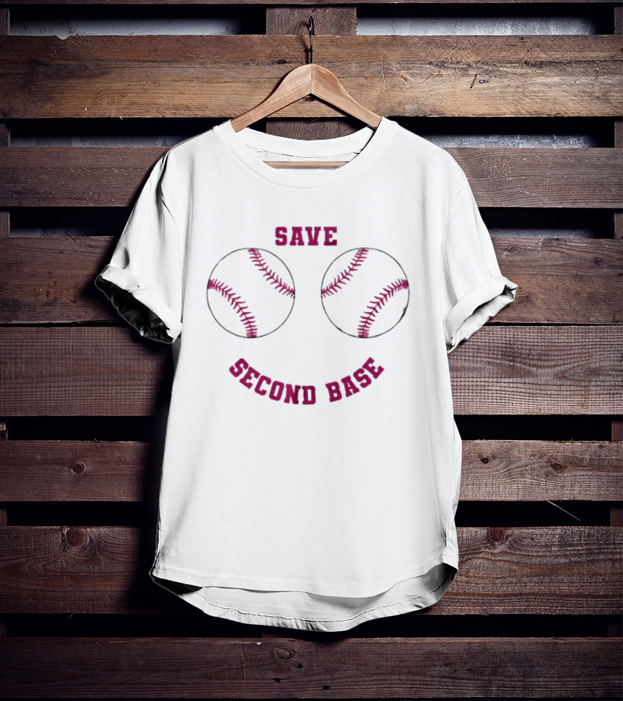 Save Second Base Breast Cancer Awareness Baseball T-Shirt