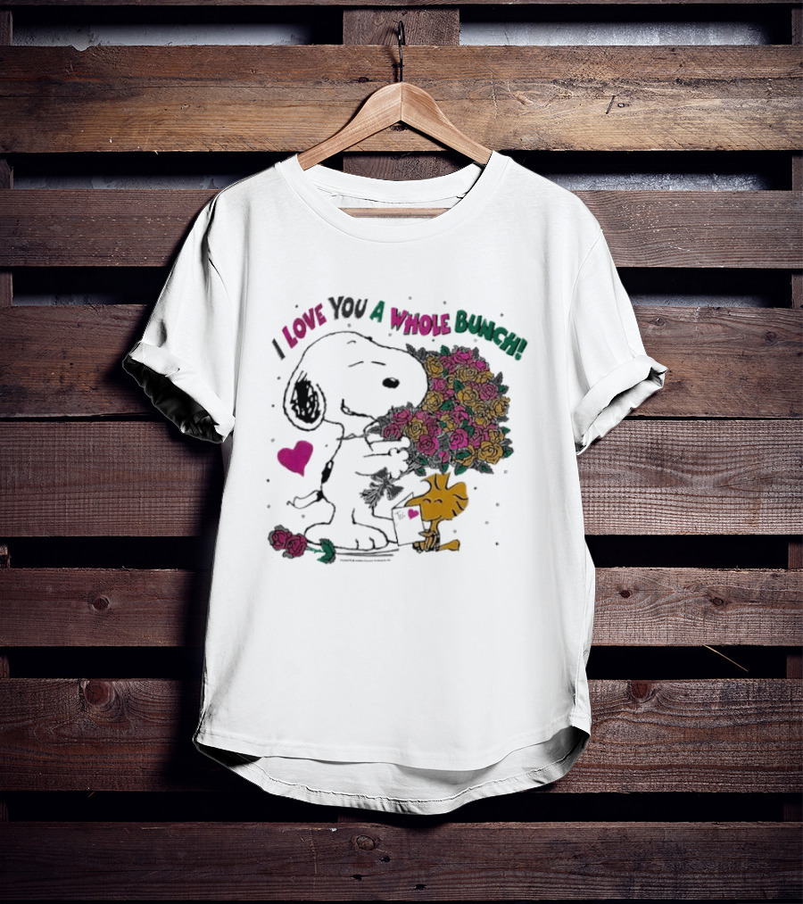 Snoopy I Love You A Whole Bunch Bouquet For Woodstock T-Shirt
