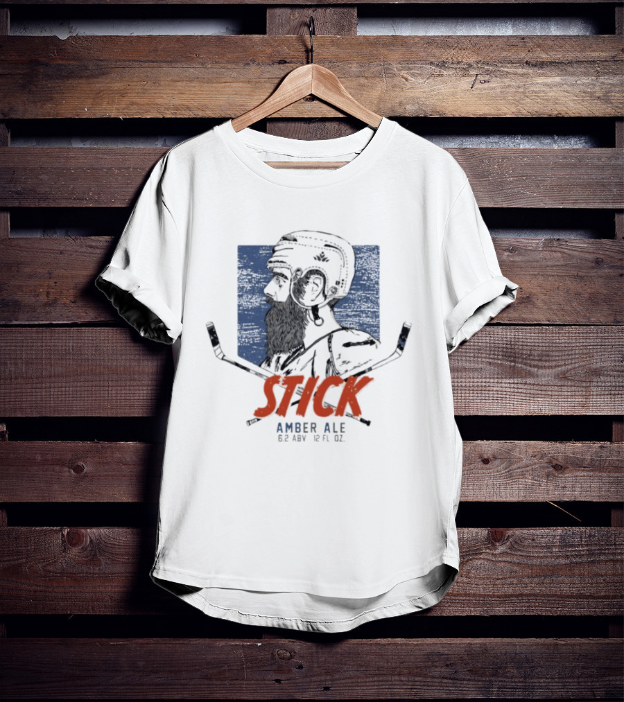 Stick Amber Ale 6.2 ABV 12 FL OZ Hockey And Beard T-Shirt