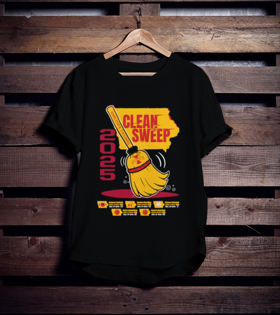 Iowa State Cyclones Clean Sweep 2025 Basketball Wrestling Volleyball Football T-Shirt