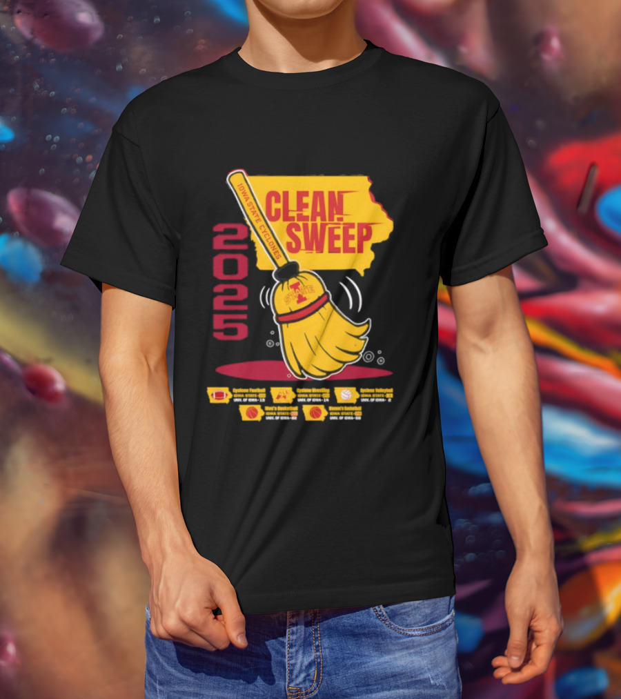 Iowa State Cyclones Clean Sweep 2025 Basketball Wrestling Volleyball Football T-Shirt