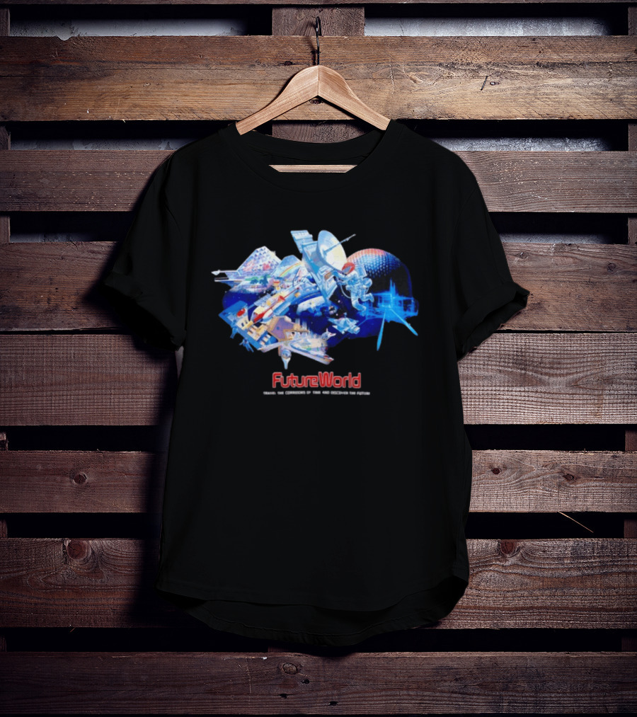 FutureWorld Time Travel Adventures Spaceship And Satellite Exploration T-Shirt