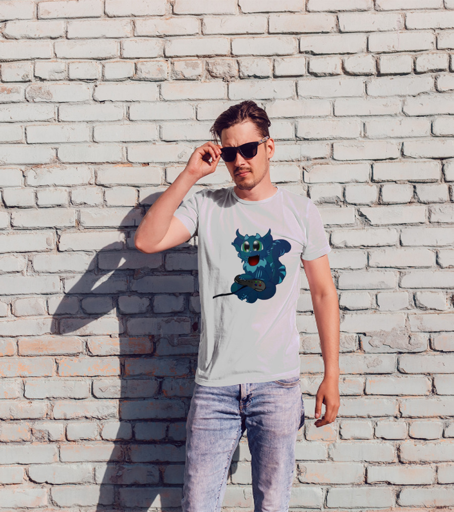 ThaBeast Gamer Blue Creature Playing Controller T-Shirt