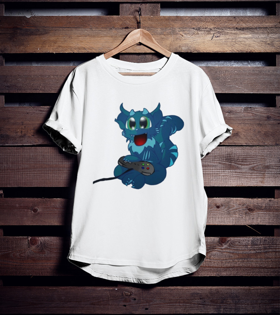 ThaBeast Gamer Blue Creature Playing Controller T-Shirt