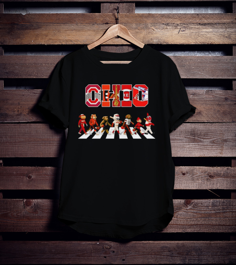 Ohio State Buckeyes Cleveland Cavaliers Cincinnati Reds Bengals Road Crossing T-Shirt